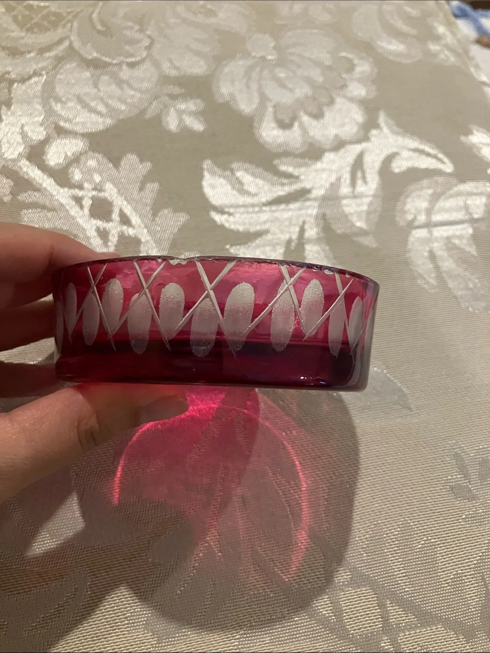 Anthropologie Etched Glass Trinket Box